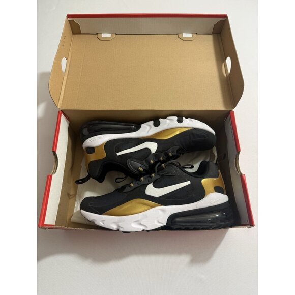 Nike Other - New Youth Size 6Y Black Gold Nike Air Max 270 React (GS) Running Shoe BQ0103 005